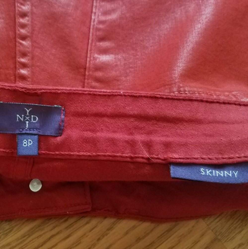 NWT NYDJ Red Wax Skinny Jean 8P - Picture 5 of 6